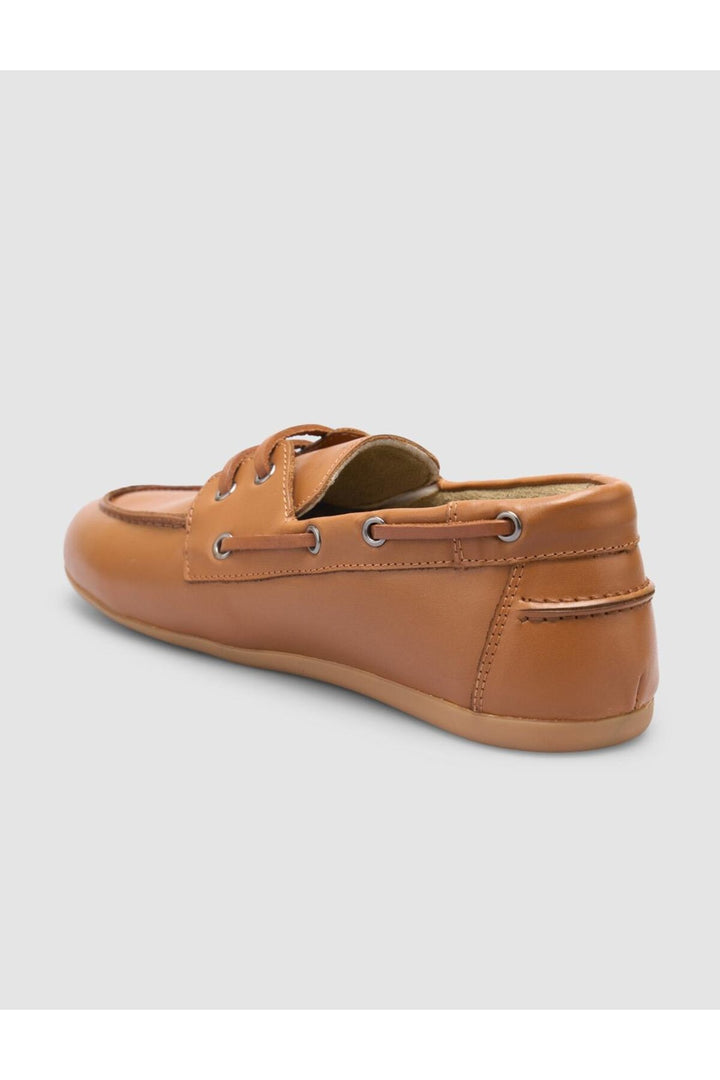 Cabani Shoes Valosco %100 Cuir Véritable Chaussures de Bateau Quotidiennes Femme en Cognac - Multicolore