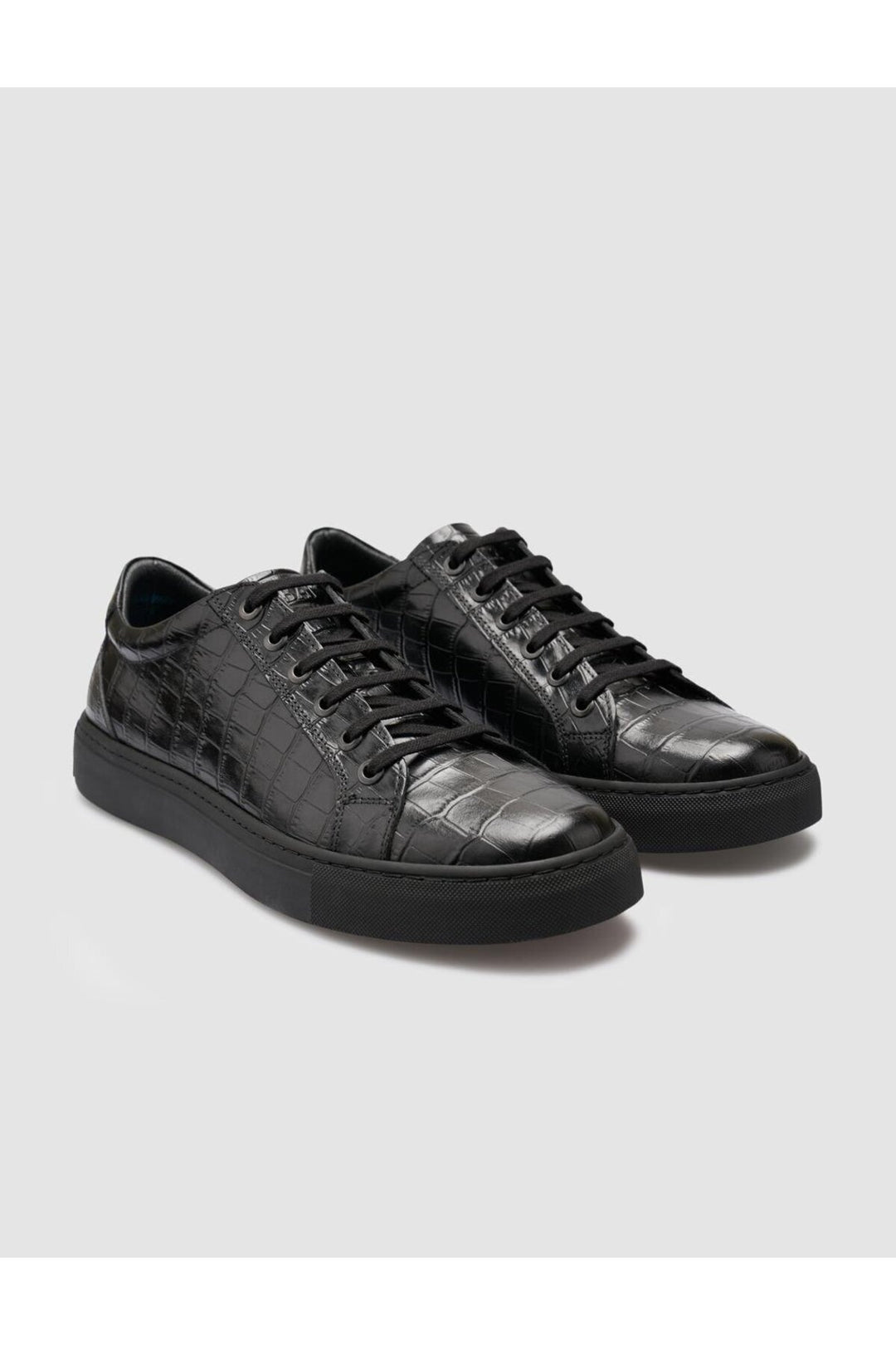 Cabani Shoes %100 Cuir véritable Noir Croco Chaussures de sport pour hommes - Noir