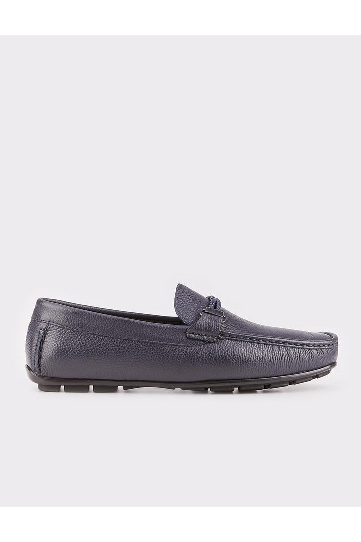 Cabani Shoes Mocassins pour hommes en cuir véritable avec semelle en caoutchouc bleu marine - Bleu marine