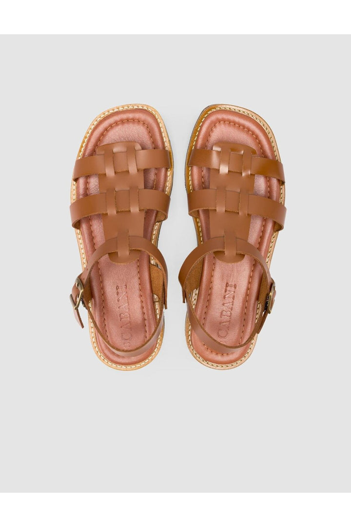 Cabani Shoes Sandales pour femmes en cuir véritable 100% marron. - Multicolore
