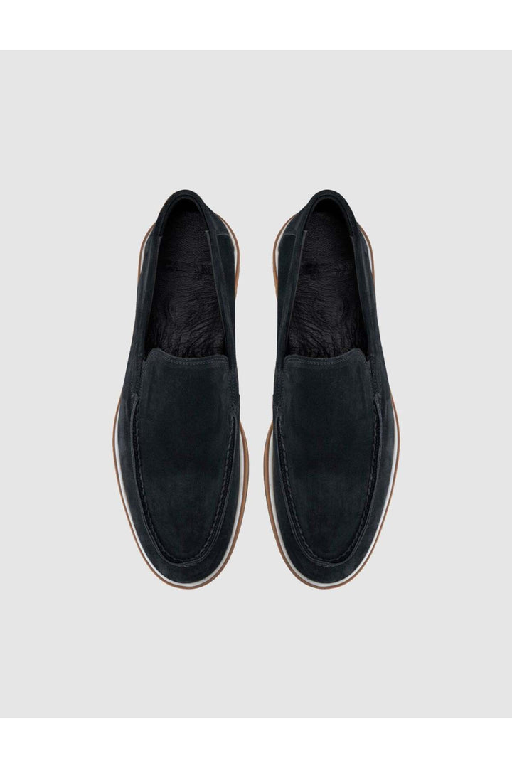 Cabani Shoes Bleu marine Suède Cuir véritable Chaussures Loafer Homme - Multicolore