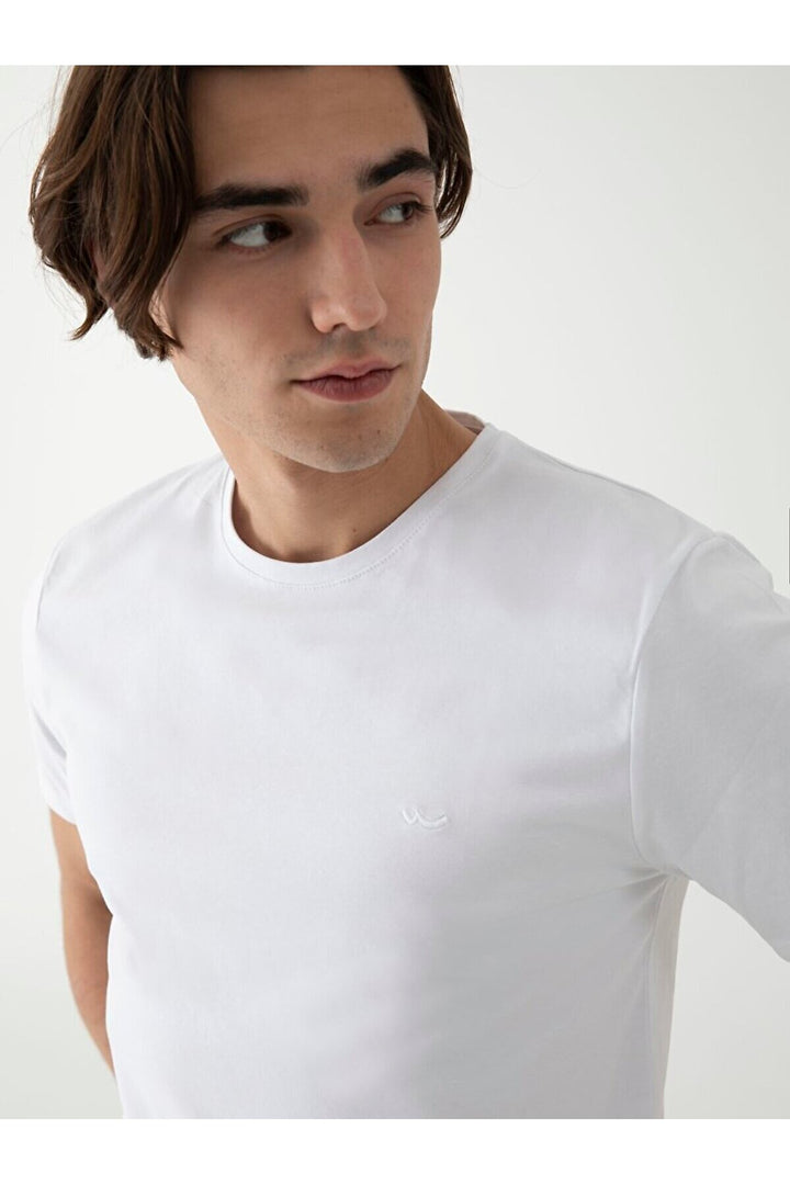 LTB T-shirt blanc slim à manches courtes Zero Collar Pressure