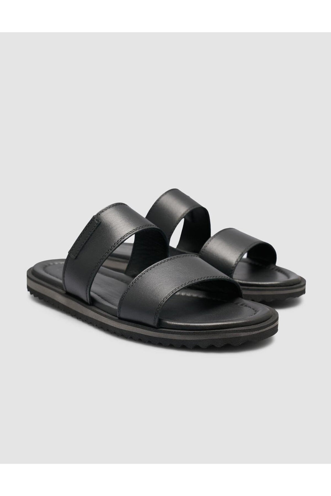 Cabani Shoes Sandales pour hommes en cuir véritable noir à bande. - Multicolore