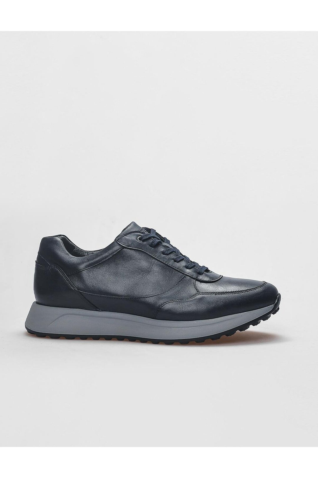 Cabani Shoes Chaussures de sport pour hommes en cuir véritable bleu marine à lacets - Bleu marine