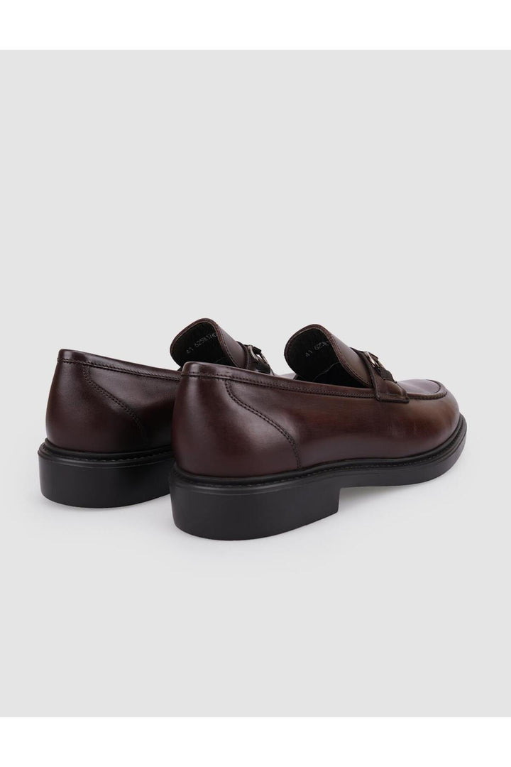 Cabani Shoes %100 Cuir véritable Mocassins pour hommes à boucle marron - Marron