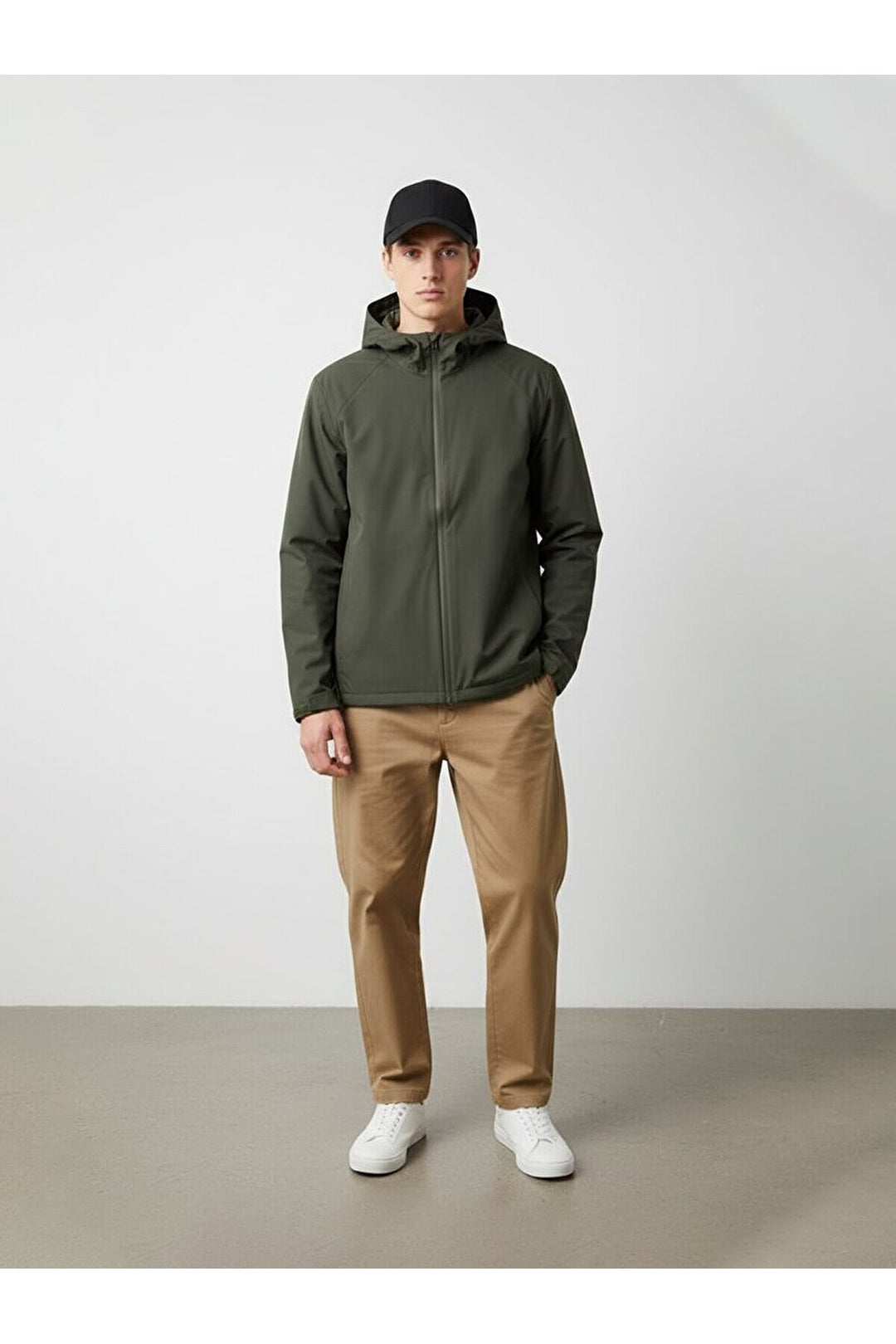 LTB Manteau vert à capuche et manches longues