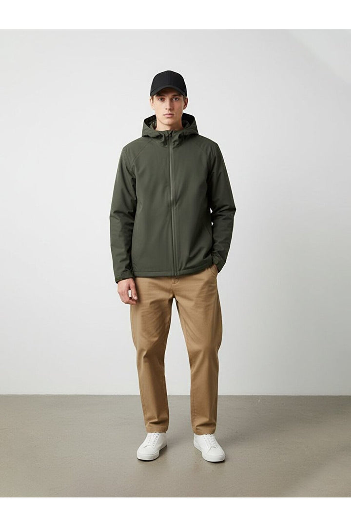 LTB Manteau vert à capuche et manches longues