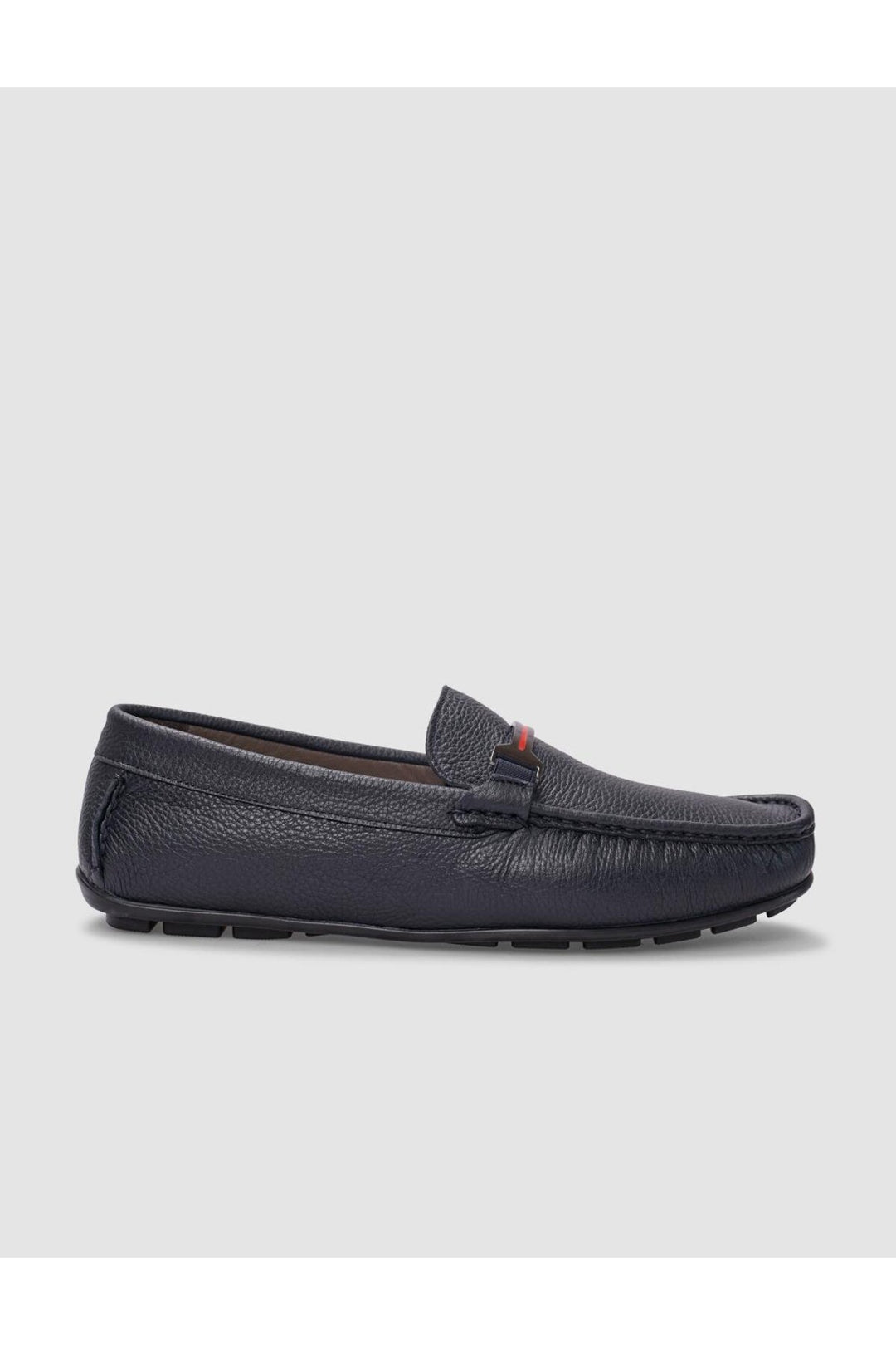 Cabani Shoes Mocassin pour homme en cuir véritable bleu marine avec boucle. - Multicolore