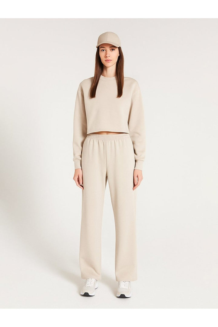 LTB Pantalon crème coupe droite à taille élastique