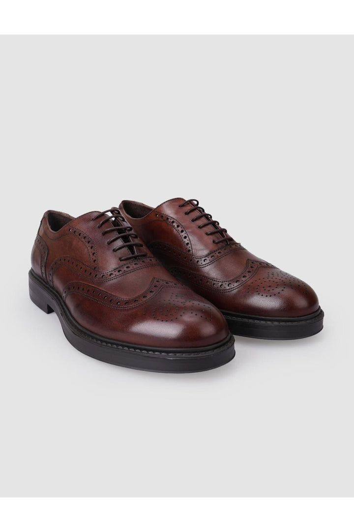 Cabani Shoes Chaussures de ville pour hommes en cuir véritable marron 100% - Marron