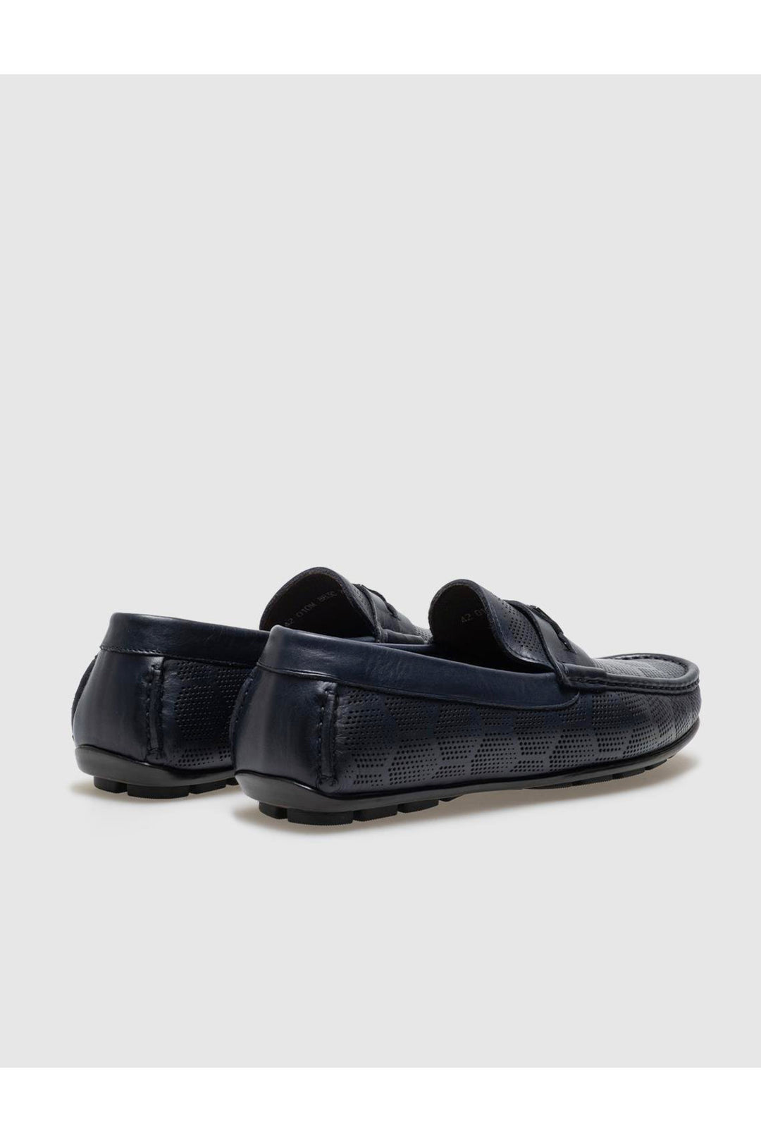 Cabani Shoes Mocassin pour homme en cuir véritable bleu marine avec boucle. - Bleu marine