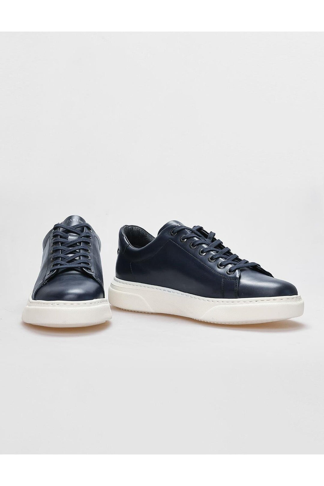Cabani Shoes Chaussures de sport pour hommes en cuir véritable bleu marine à lacets - Bleu marine