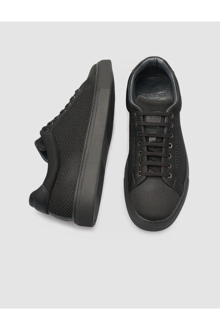 Cabani Shoes Chaussures de sport pour hommes en tricot noir avec lacets - Noir