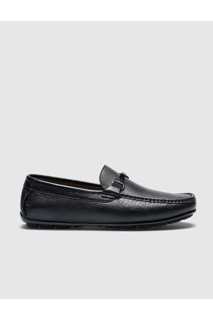 Cabani Shoes Mocassin homme en cuir véritable noir à boucle - Noir