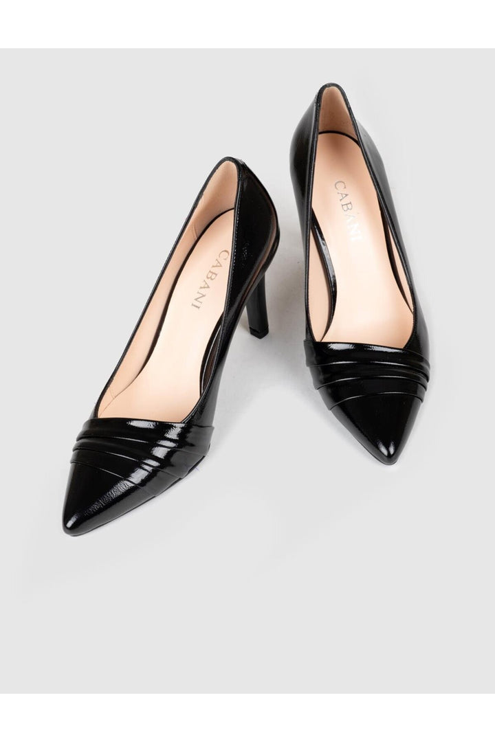 Cabani Shoes Escarpins à talons fins en cuir véritable noir verni pour femmes - Multicolore