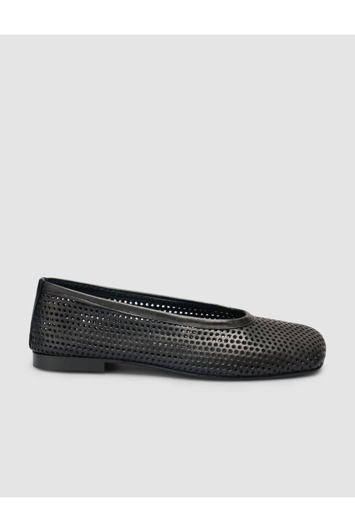 Cabani Shoes %100 Cuir véritable Ballerines noires perforées pour femmes - Noir