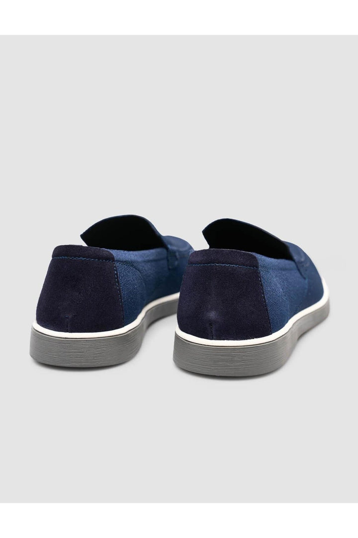 Cabani Shoes Chaussures en tricot pour hommes en bleu marine à tissage en osier. - Bleu marine