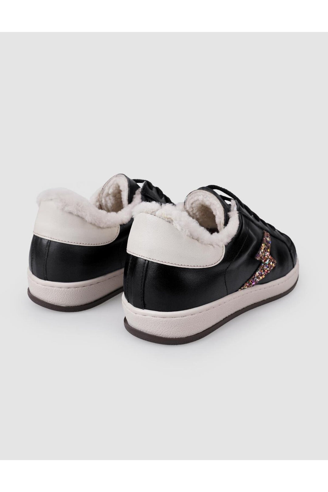 Cabani Shoes %100 Cuir véritable Noir Baskets à lacets fourrées pour femmes - Multicolore