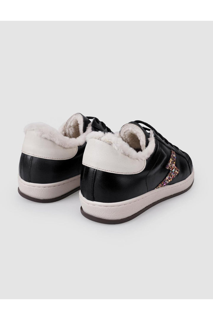 Cabani Shoes %100 Cuir véritable Noir Baskets à lacets fourrées pour femmes - Multicolore