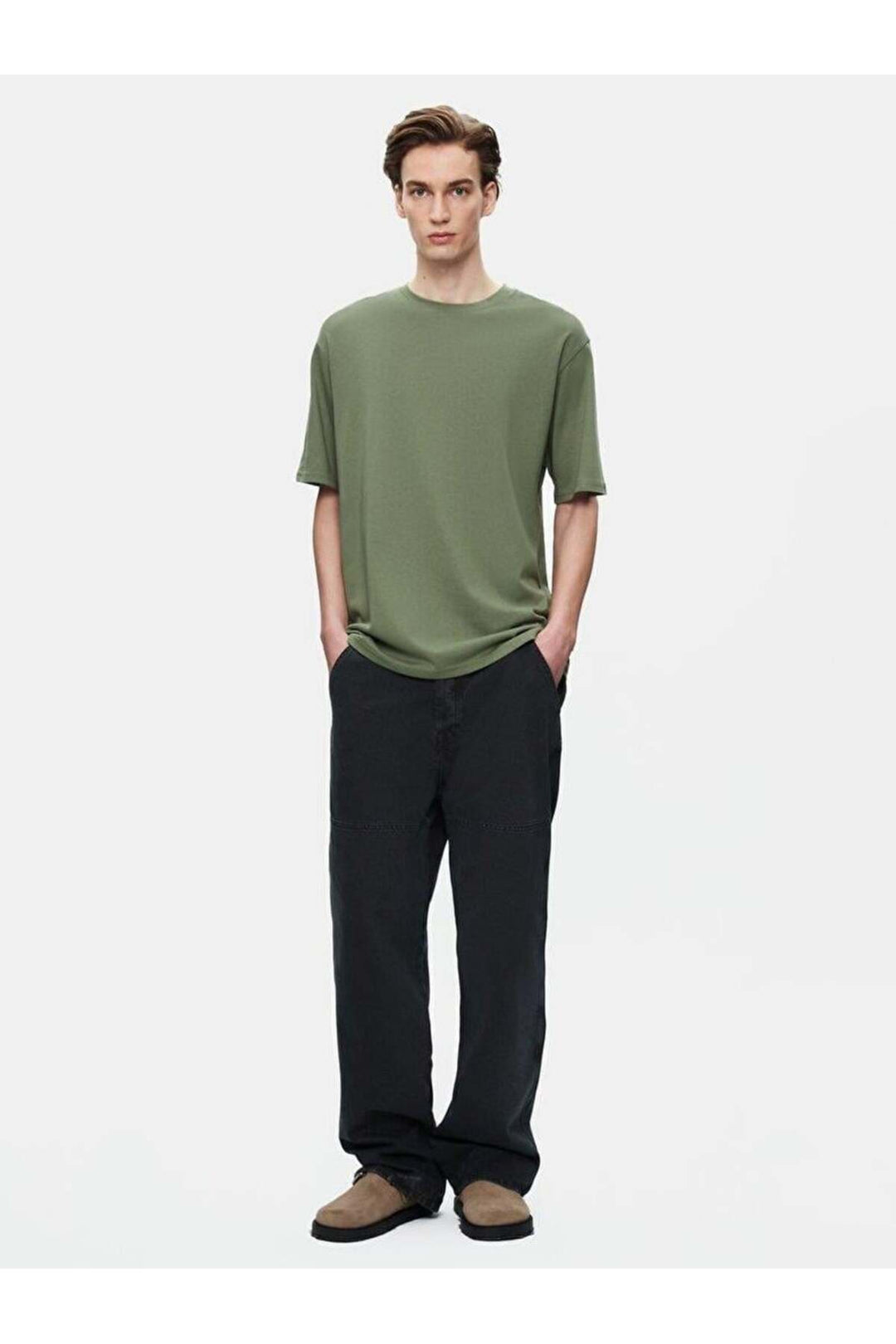 LTB T-shirt vert ample à manches courtes Zero Collar Pressure
