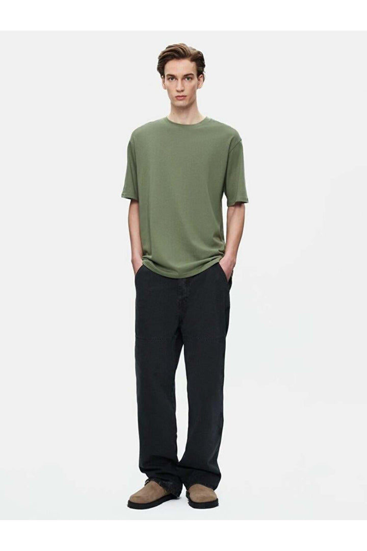 LTB T-shirt vert ample à manches courtes Zero Collar Pressure