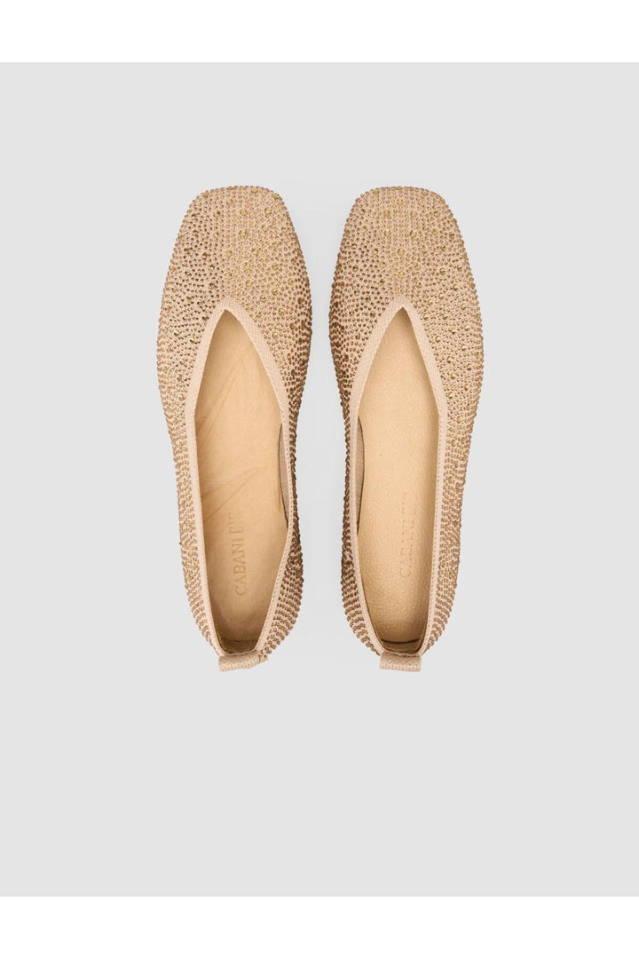 Cabani Shoes Ballerines femmes en beige avec pierres Serario - Beige