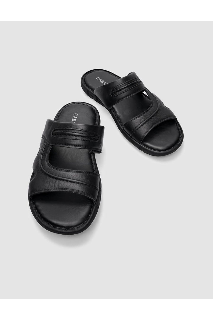 Cabani Shoes %100 Cuir Véritable Sandales Quotidiennes Pour Hommes Noires - Multicolore
