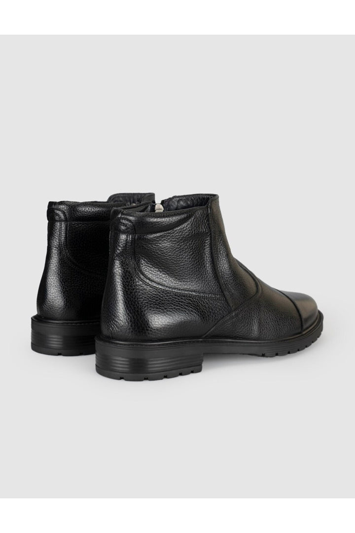 Cabani Shoes Bottines classiques pour hommes en cuir véritable avec fourrure noire et fermeture éclair - Multicolore