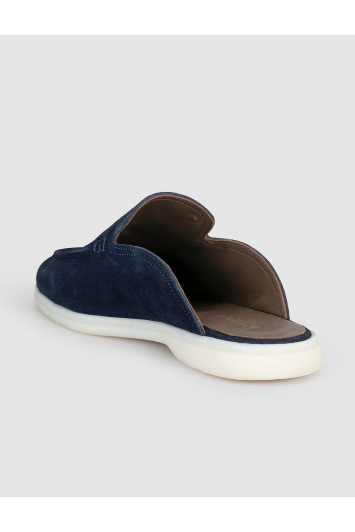 Cabani Shoes Mocassins pour hommes en cuir véritable bleu marine avec accessoires en métal. - Bleu marine