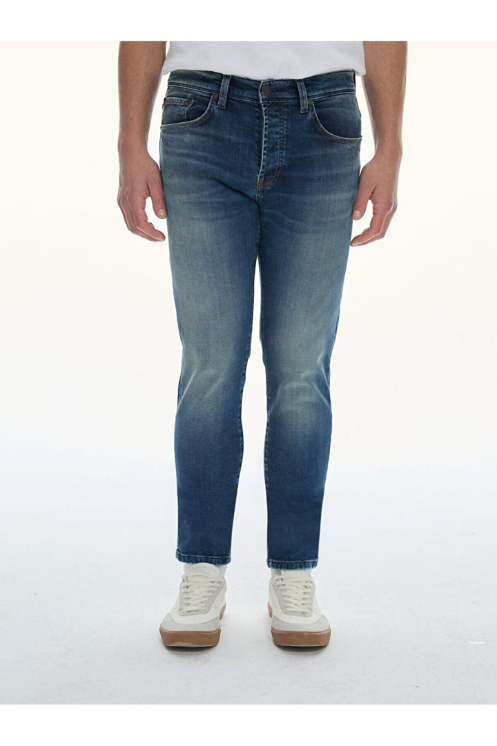 LTB Pantalon en jean à taille moyenne Lawrie Y Narrow Leg - Foncé Bleu_55447