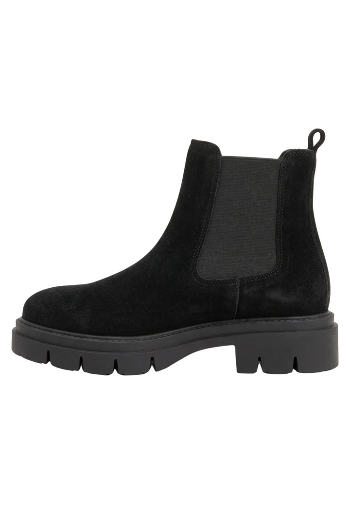 Wavelys BRUNO Bottes élégantes en cuir suédé véritable pour femmes à élastique - Noir
