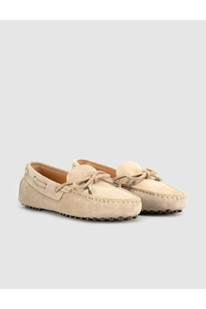 Cabani Shoes Chaussures pour femmes en cuir véritable beige à lacets mocassins - Multicolore
