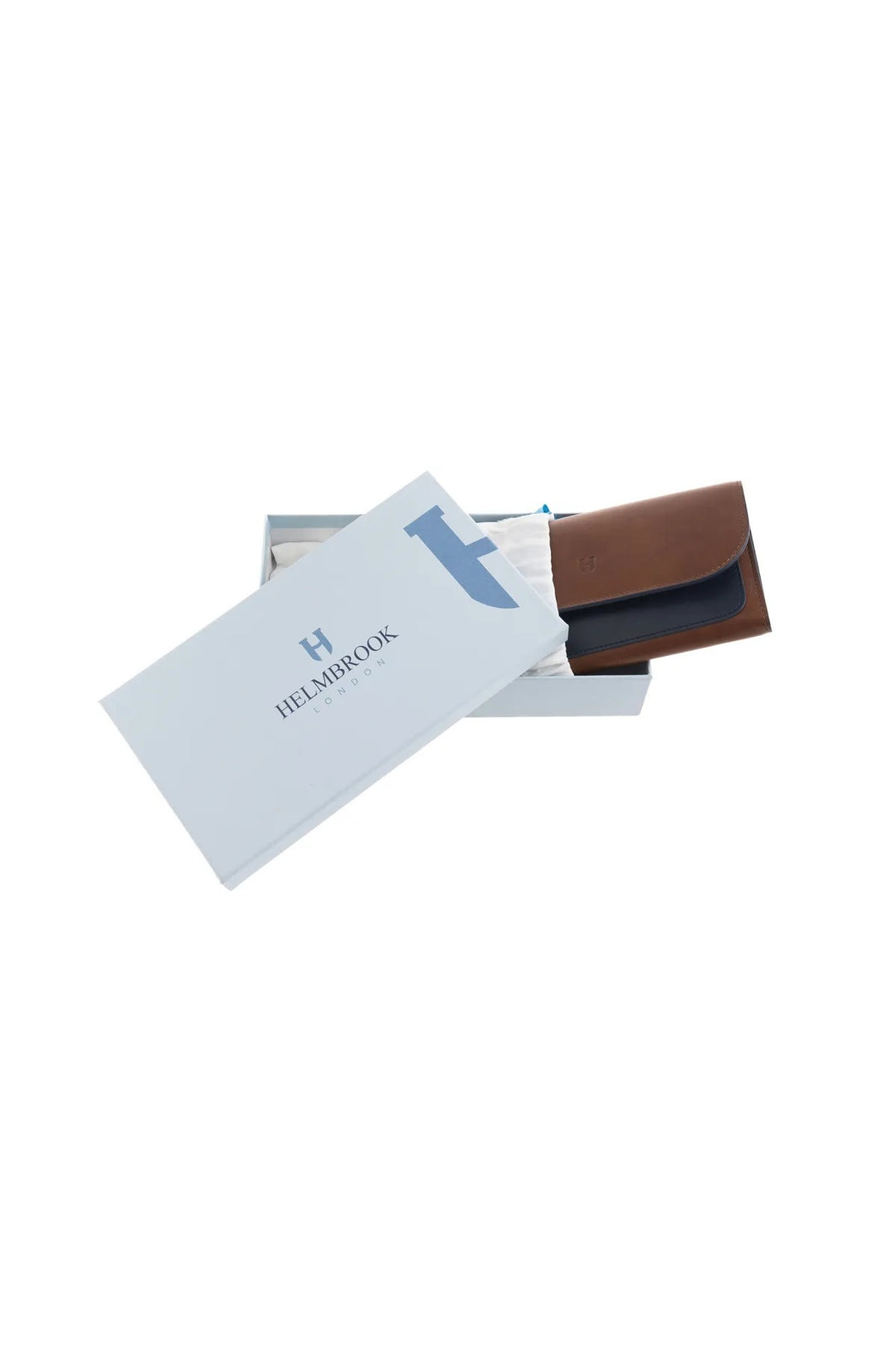 Helmbrook Grand Portefeuille en Cuir Véritable pour Femme Fermeture Éclair Protégée par RFID Charlotte Tan Bleu Marine