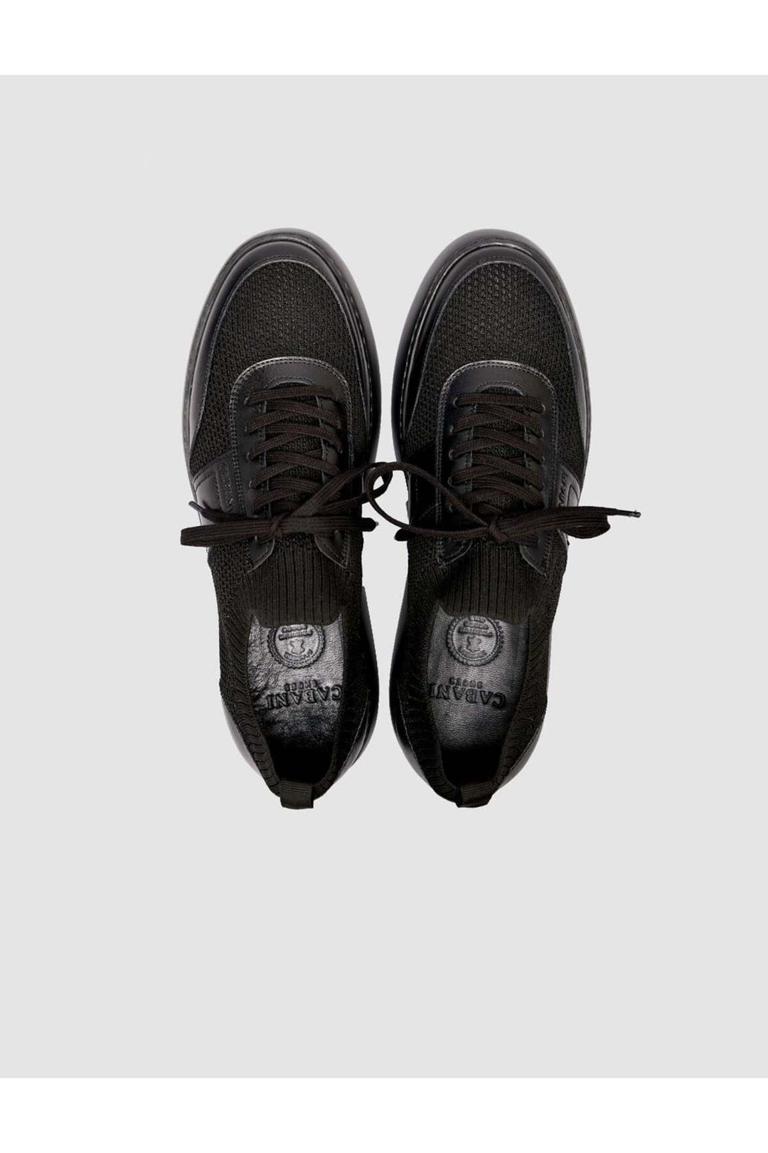 Cabani Shoes Chaussures de sport noires pour hommes avec détails en tricot. - Noir