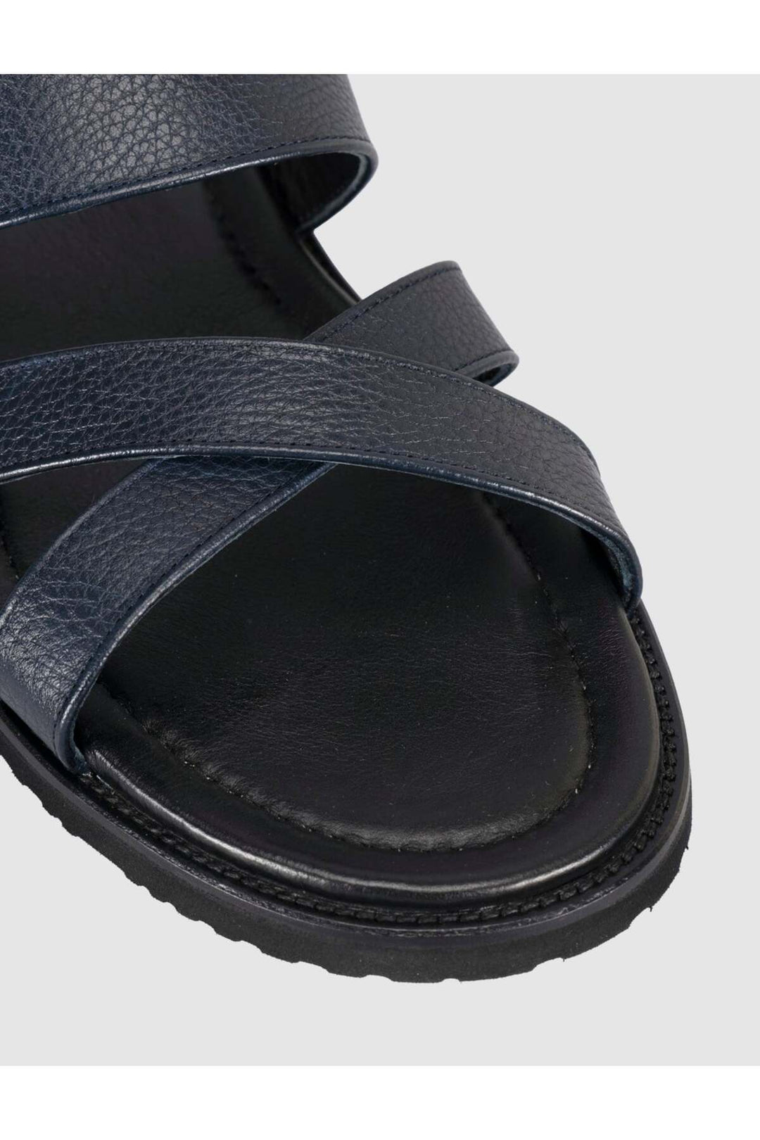 Cabani Shoes Sandales pour hommes en cuir véritable à bande croisée noires - Bleu marine