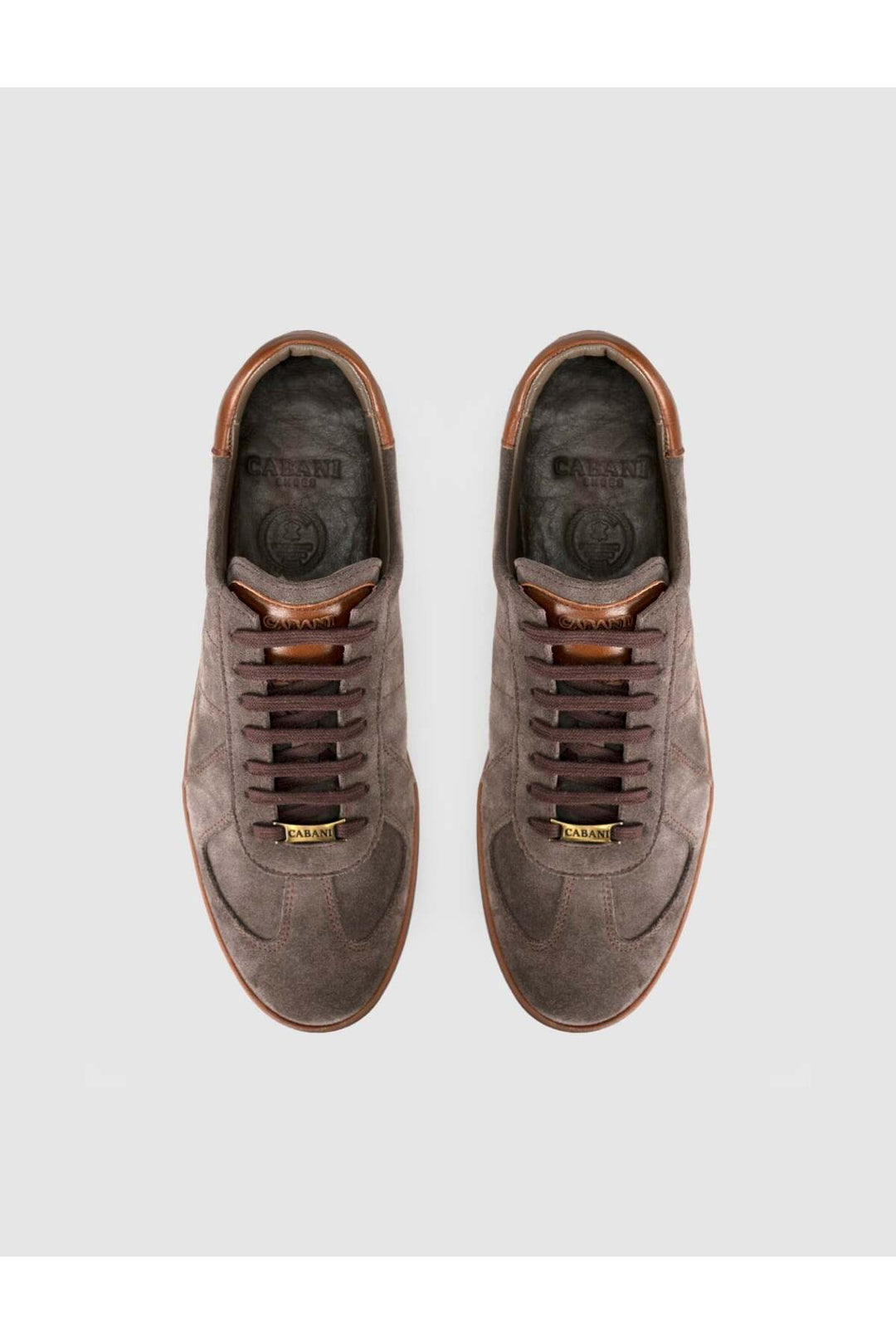 Cabani Shoes Chaussures de sport pour hommes en cuir véritable, daim marron. - Multicolore