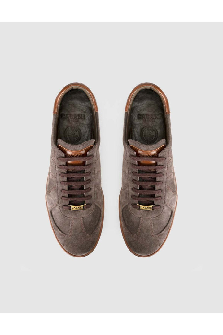 Cabani Shoes Chaussures de sport pour hommes en cuir véritable, daim marron. - Multicolore
