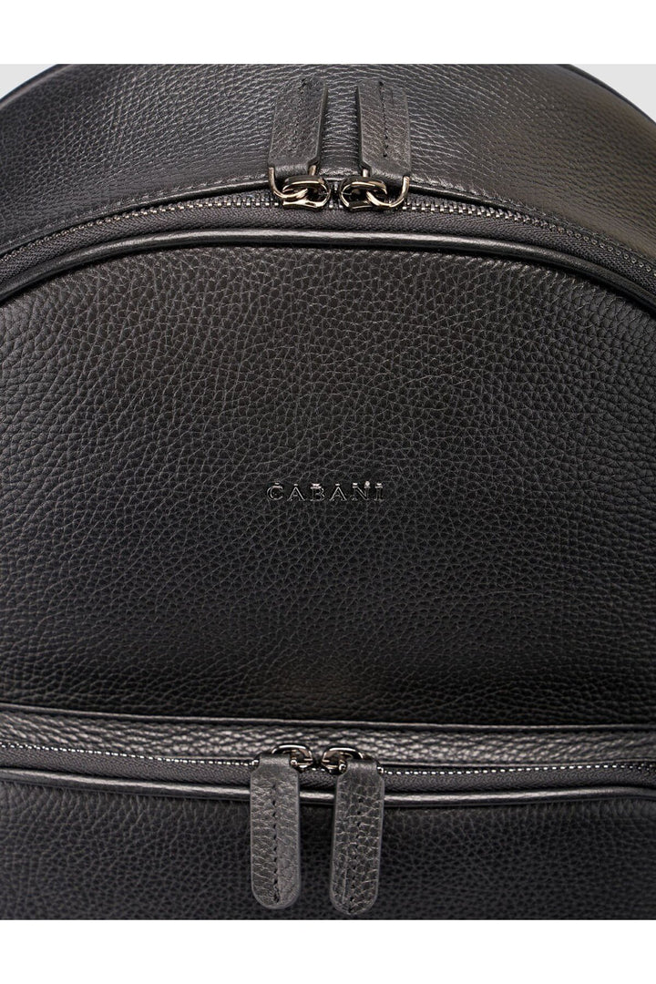 Cabani Shoes Sac à dos pour homme en cuir véritable noir (avec poche avant, zippé) - Multicolore