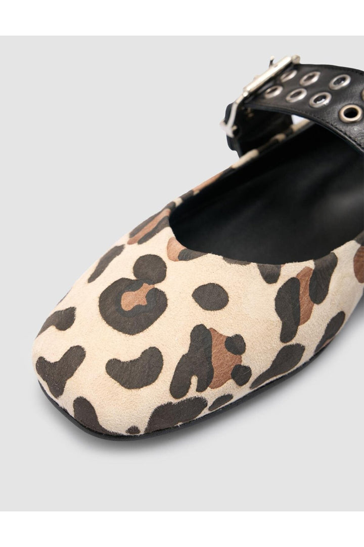 Cabani Shoes %100 Cuir véritable Ballerines léopard beige pour femmes - Beige