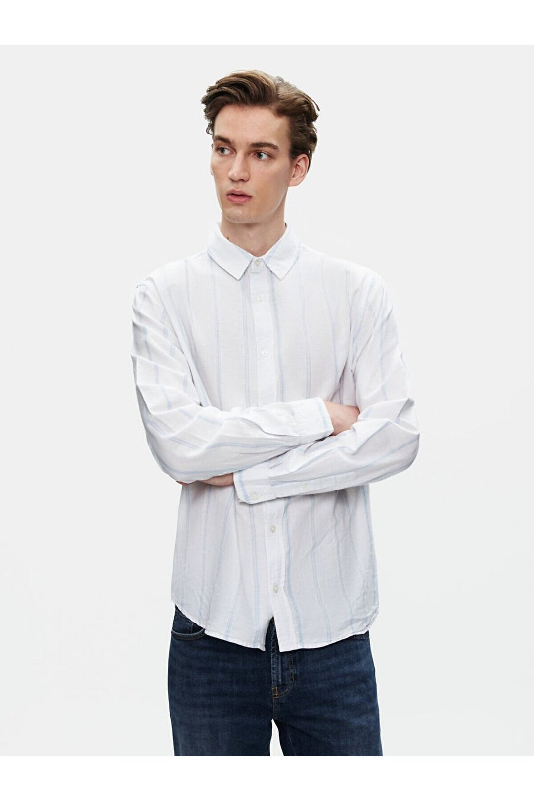 LTB Chemise bleue à manches longues et rayures décontractées