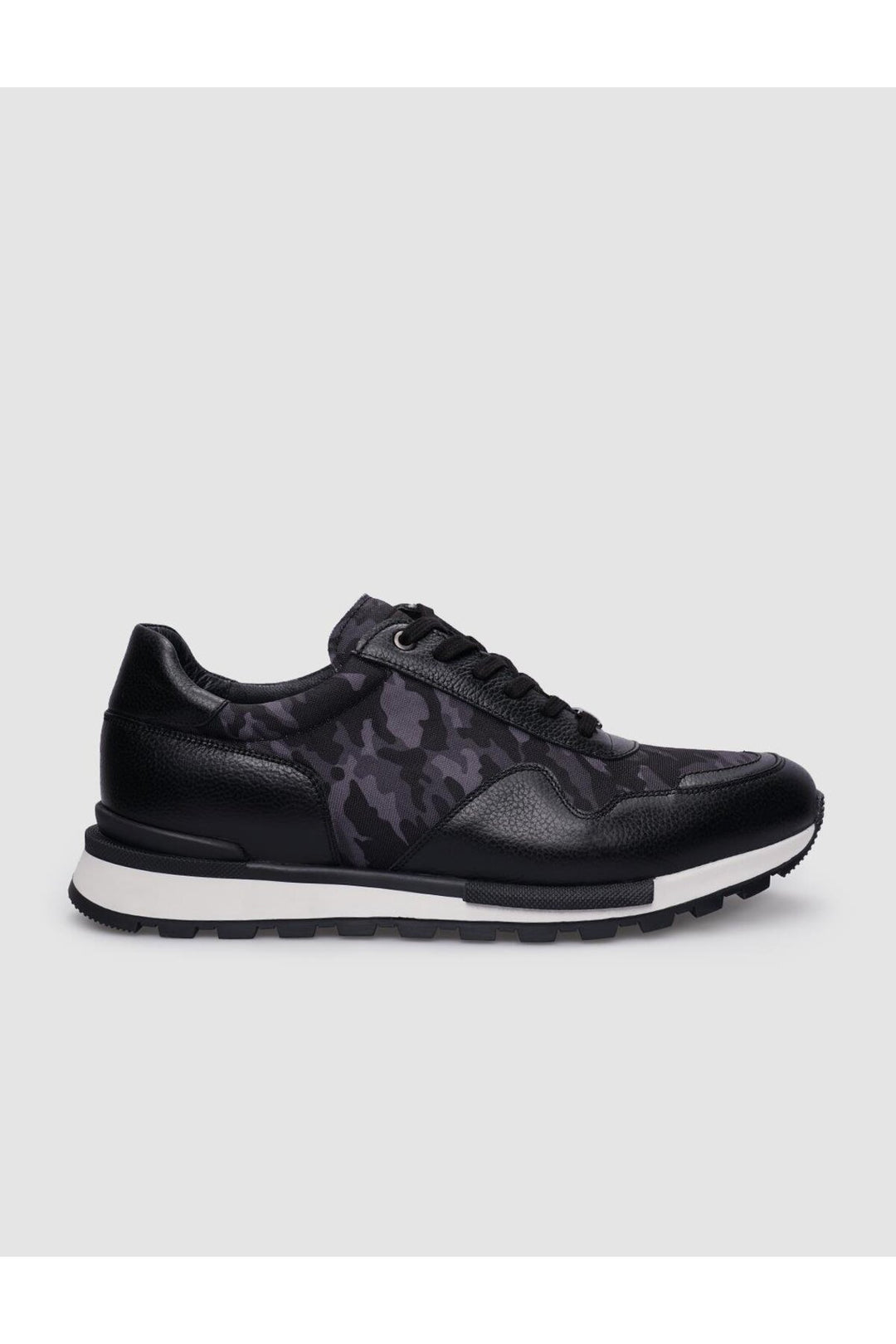Cabani Shoes %100 Cuir véritable Noir Baskets à lacets à motif camouflage pour homme - Noir
