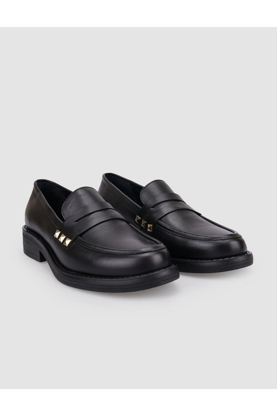 Cabani Shoes %100 Cuir véritable Mocassins femme noir avec détails cloutés - Noir