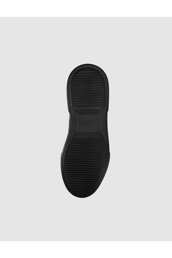 Cabani Shoes Baskets pour hommes en cuir véritable à semelle épaisse noire - Multicolore