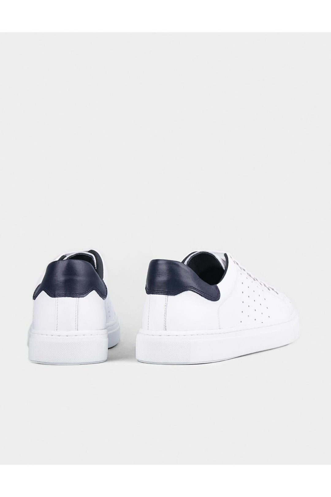 Cabani Shoes Baskets de sport pour homme en cuir véritable avec détails au niveau de la cheville et lacets blancs - Blanc