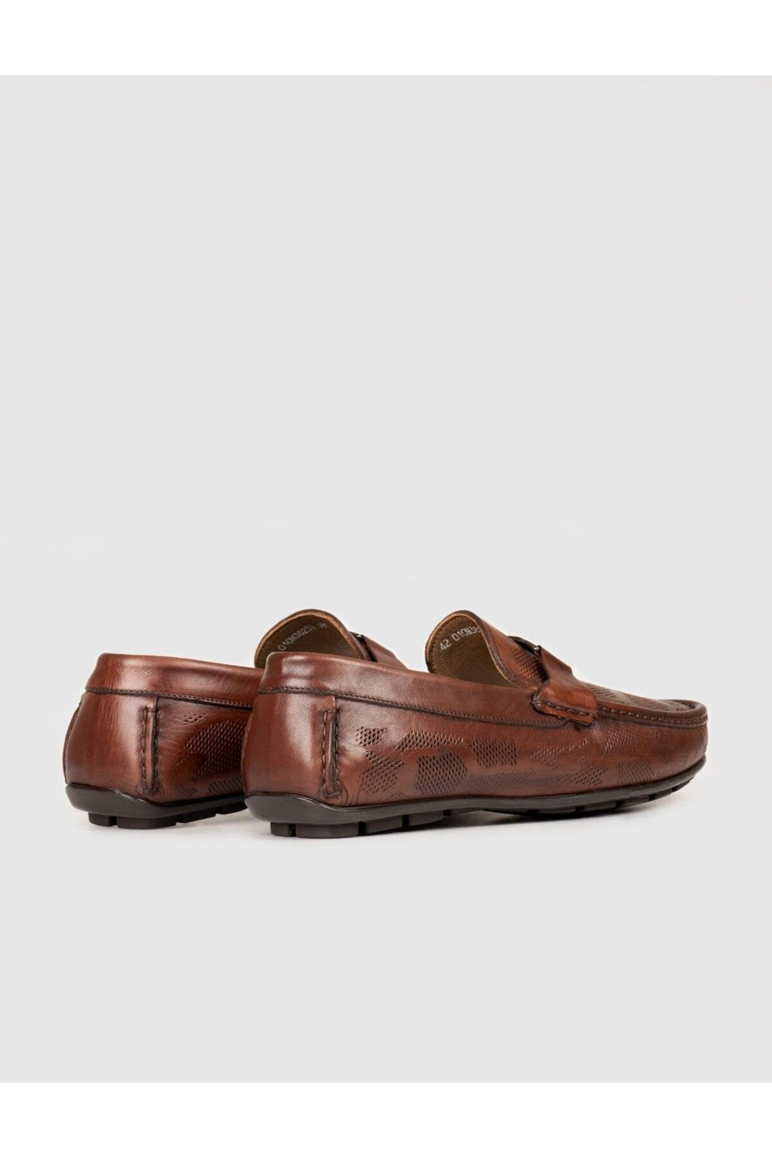 Cabani Shoes Mocassins pour hommes en cuir véritable avec détails de ceinture marron - Marron