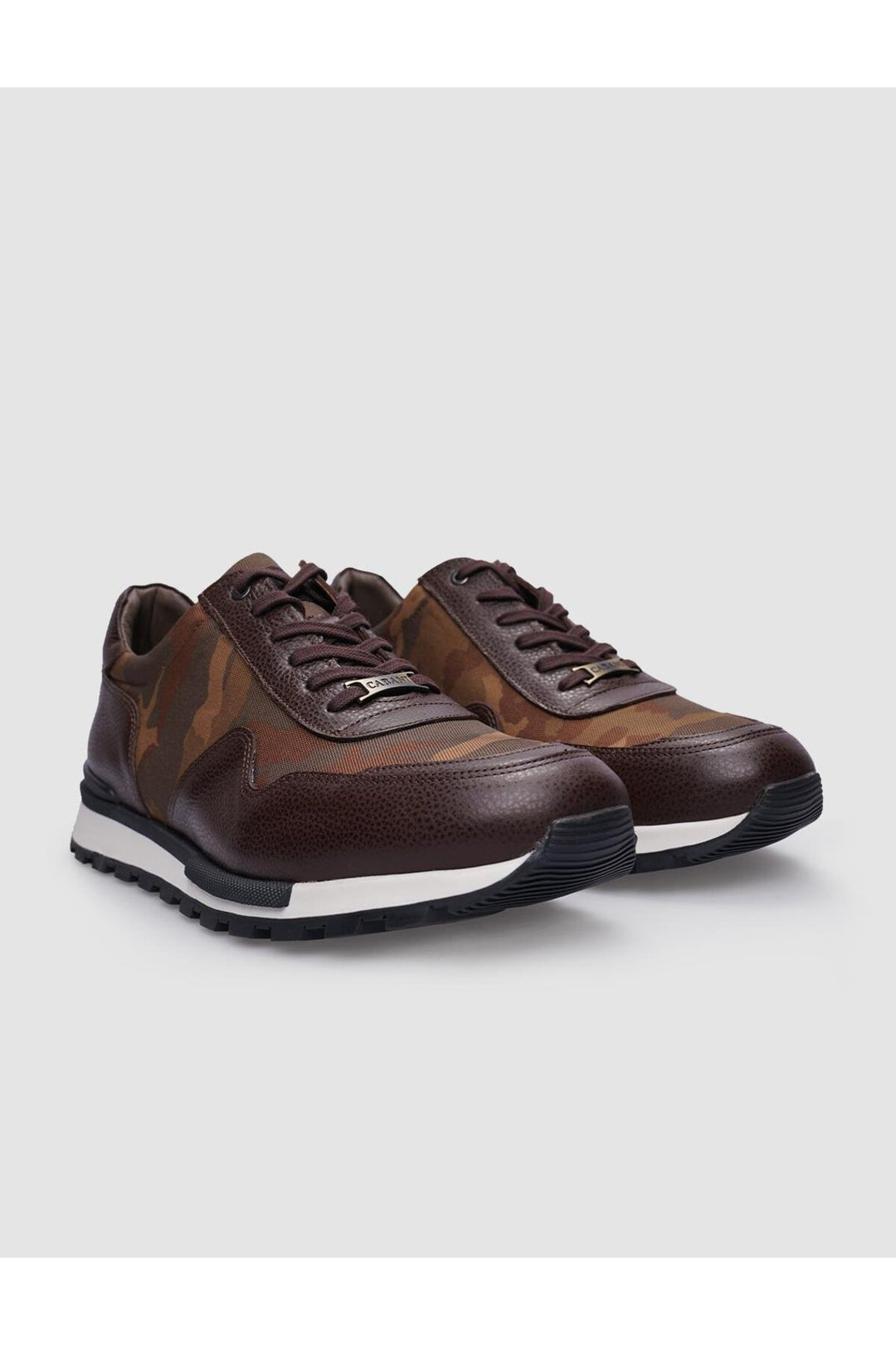 Cabani Shoes %100 Cuir Véritable Baskets Camouflage Marron à Lacets pour Homme - Marron