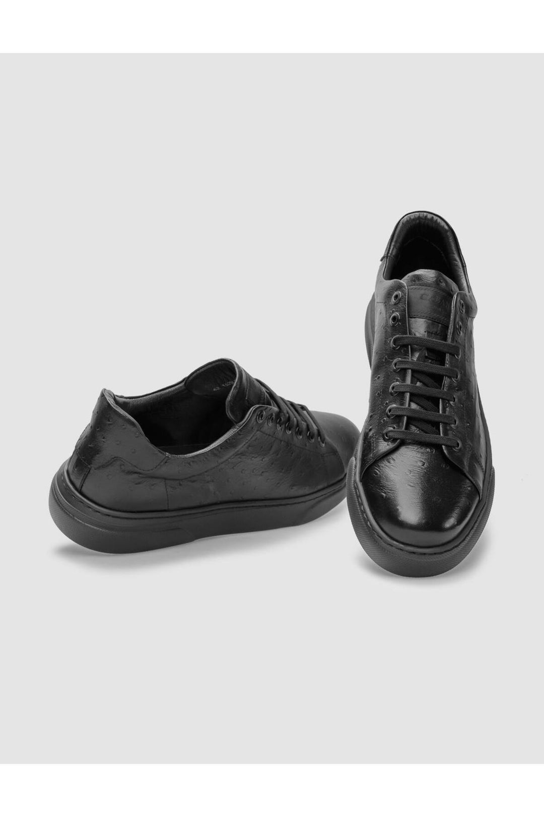 Cabani Shoes Chaussures de sport pour hommes en cuir véritable noires à lacets - Noir