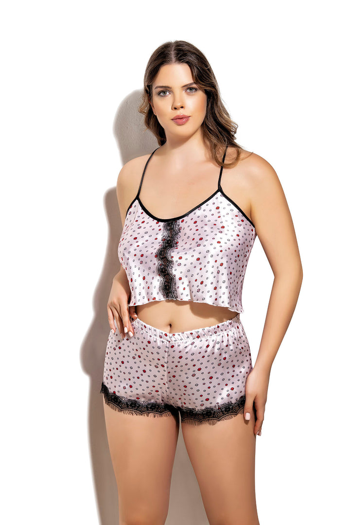 Velorastore Ensemble chemise de nuit/pyjama shorts en satin