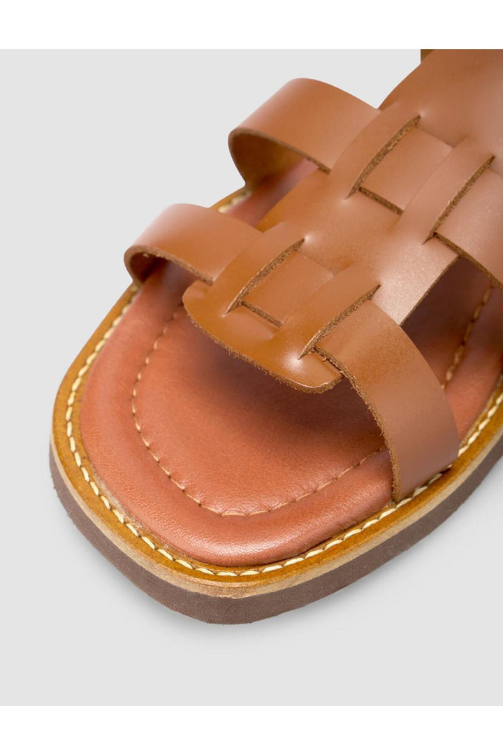 Cabani Shoes Sandales pour femmes en cuir véritable 100% marron. - Multicolore
