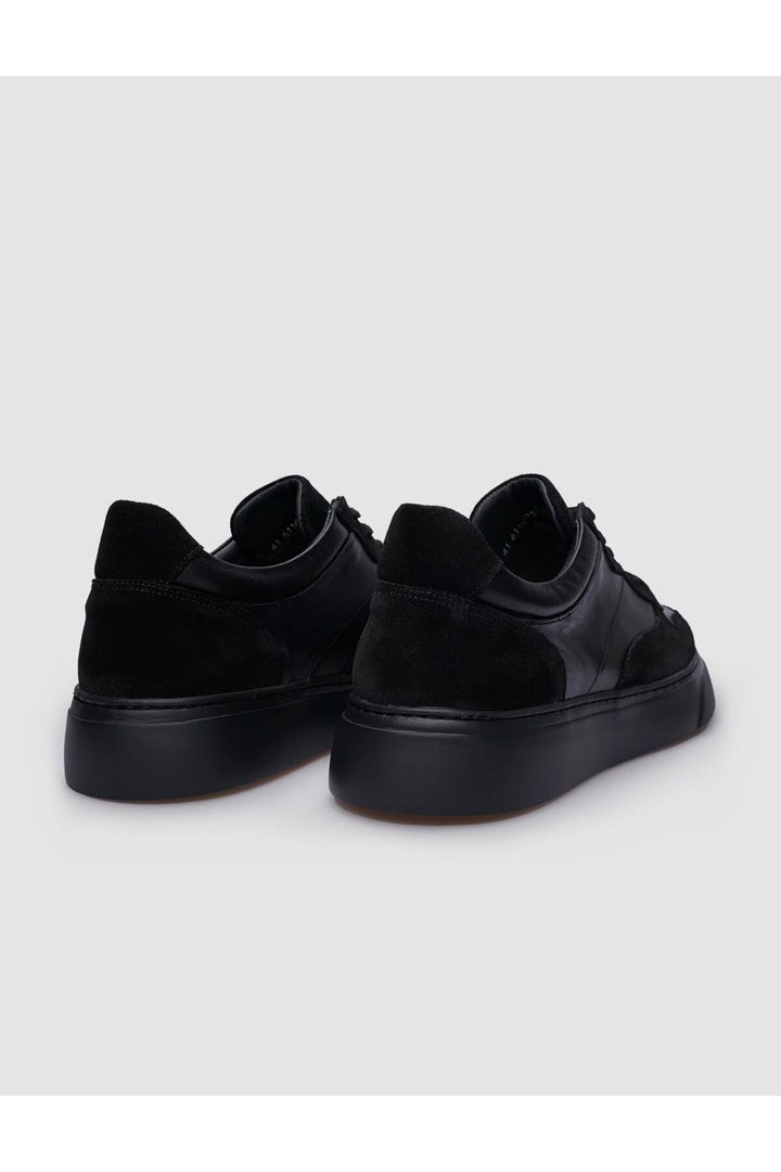 Cabani Shoes Baskets pour hommes en cuir véritable 100% en daim noir avec lacets - Noir
